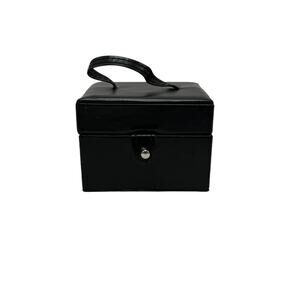 Jewelry Box Small Black Travel Size Faux Leather